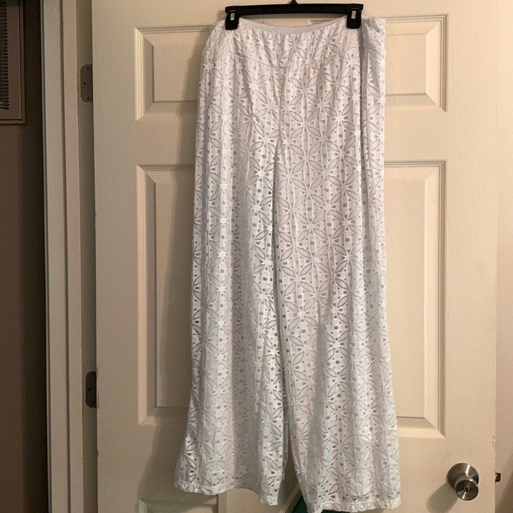 Cato White cotton lace, lined beach pants size 16